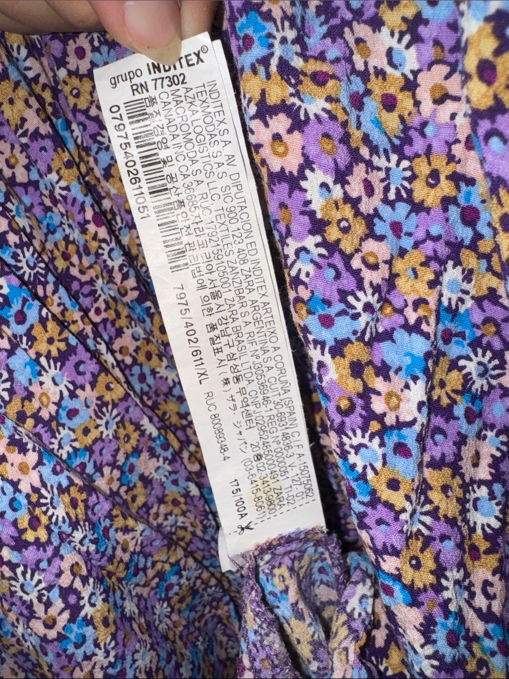 Zara Purple Floral V-Neck Midi Dress with Shoulder Pads - Picture 6 of 7